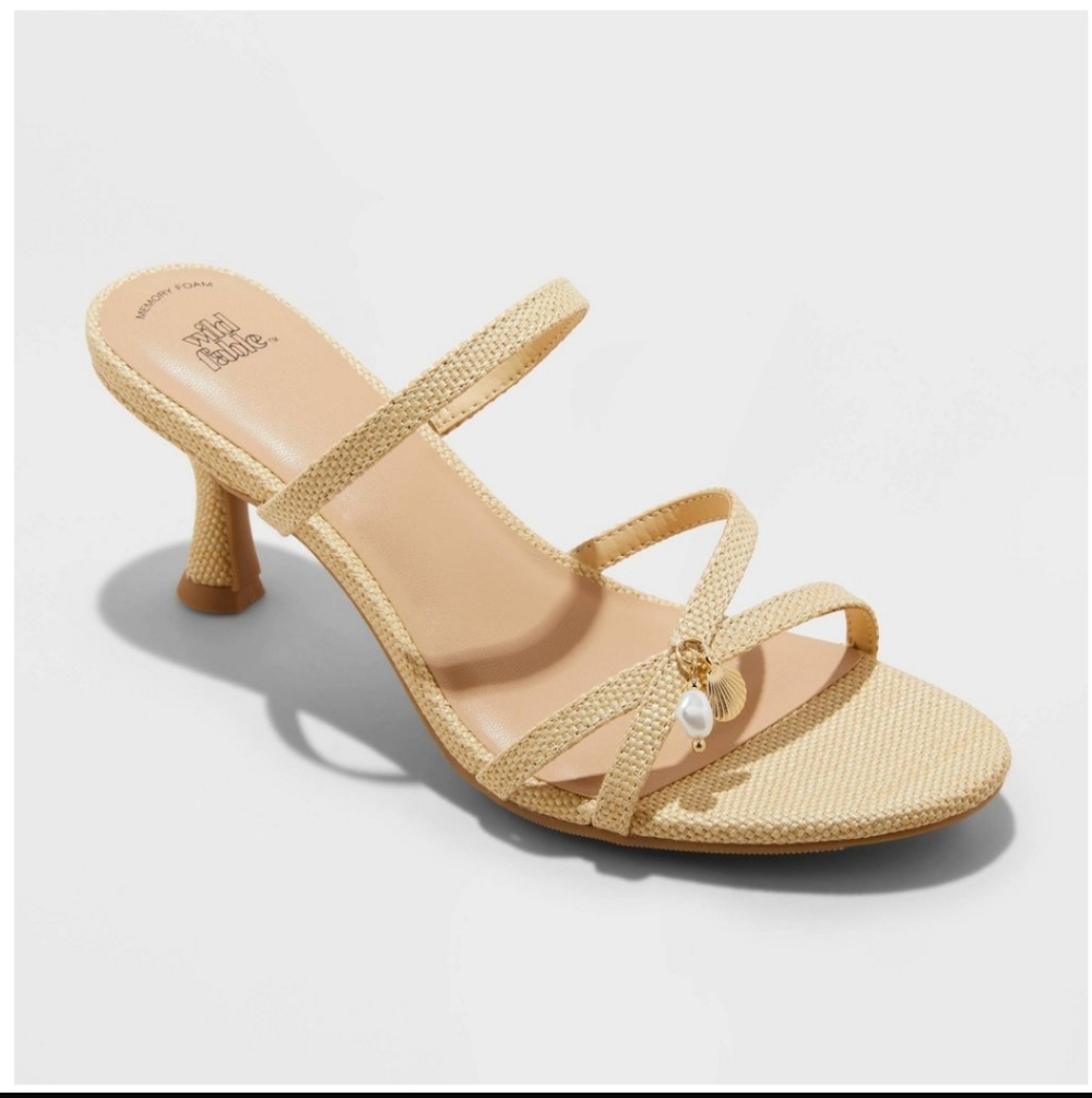 New Wild Fable Brodie Strappy Raffia Charm Heels Size Woman's 9.5